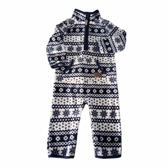 Carter's Blue/White Snowflake Fleece One Piece Outfit sz 12M Boys - Picture 1 of 4